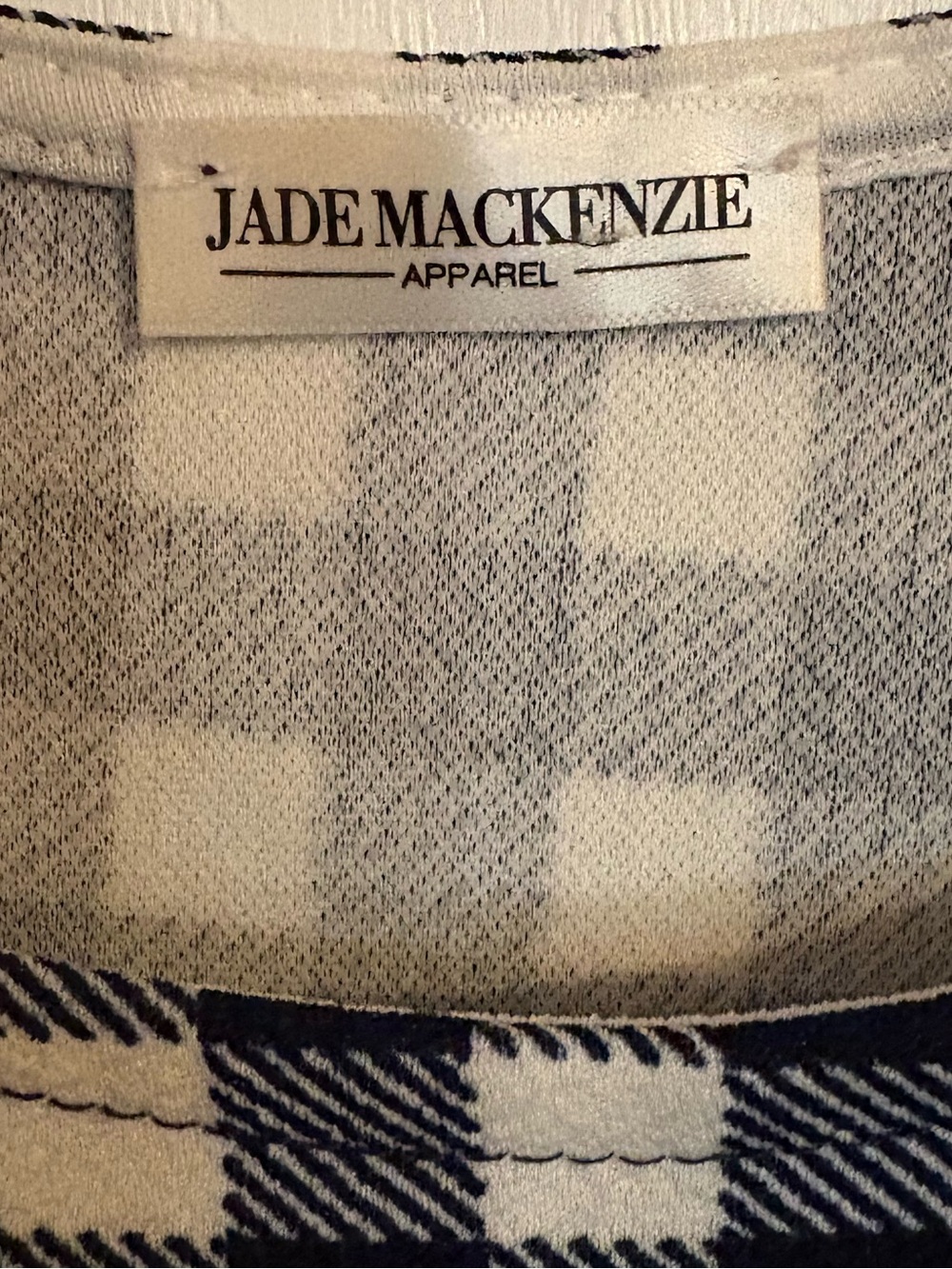 Navy and White Gingham Peplum Dress - Picture 6 of 10